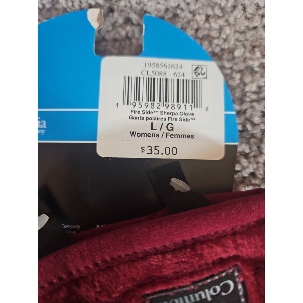 WOMENS COLUMBIA FLEECE GLOVES L . WINE - Picture 5 of 5